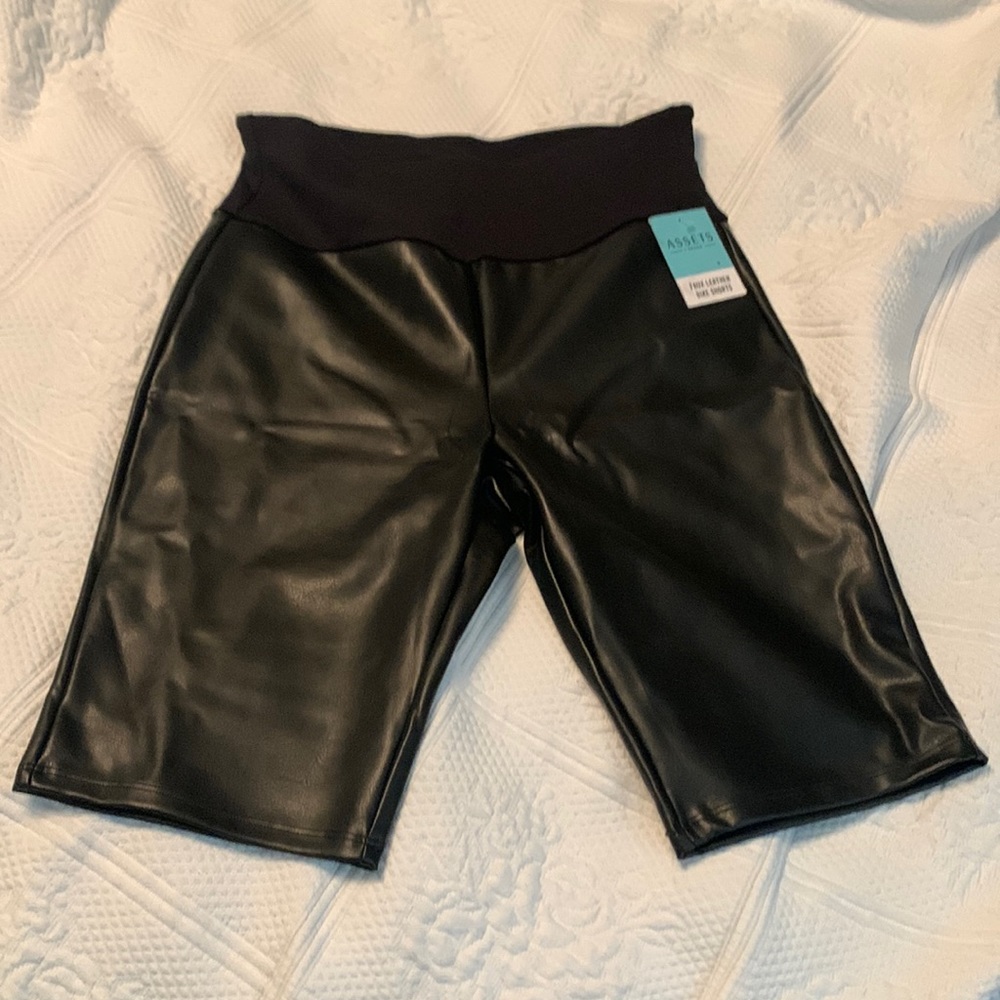 Never worn leather biker shorts